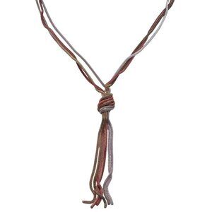 Multi-Strand Layered Knotted Lariat Tassel Mesh Chain Necklace Silver Gold Tone